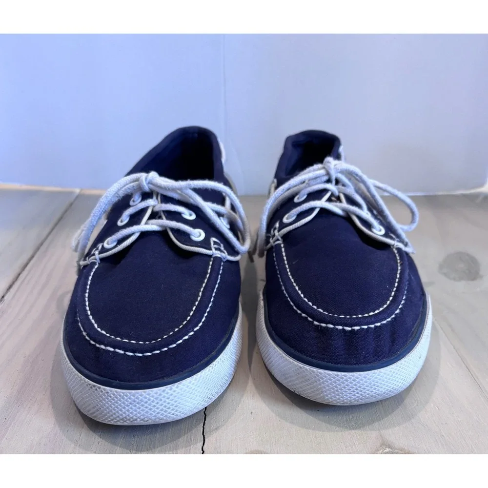 Polo Ralph Lauren Franz P Mens 10.5 D Navy Blue Canvas Boat Shoes Sneakers